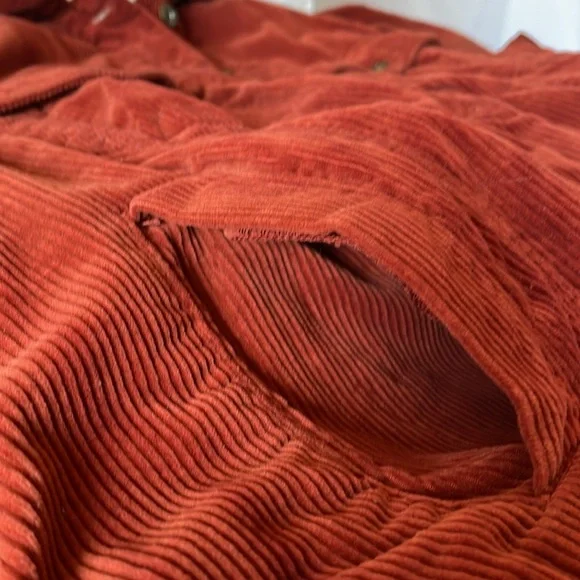 Sneak peek jacket rust corduroy Sherpa style lined coat size medium side pocket - Picture 13 of 14